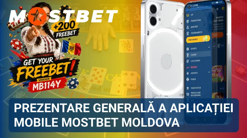 Interfața aplicației mobile MostBet Moldova pentru acces rapid la pariuri și jocuri online.