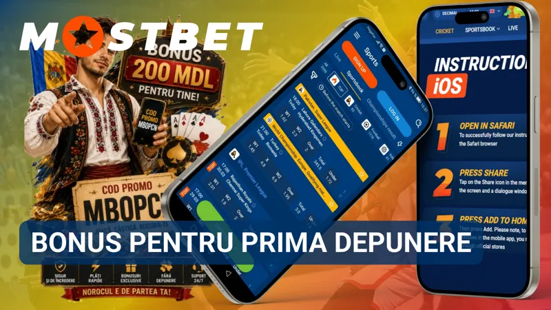 Bonusul MostBet acordat utilizatorilor la prima depunere pe cont.