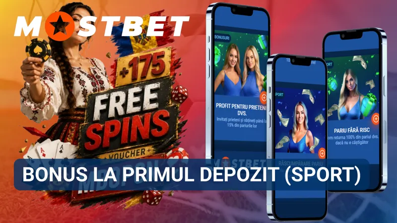 Bonusul sportiv MostBet acordat utilizatorilor la primul depozit pentru pariuri.