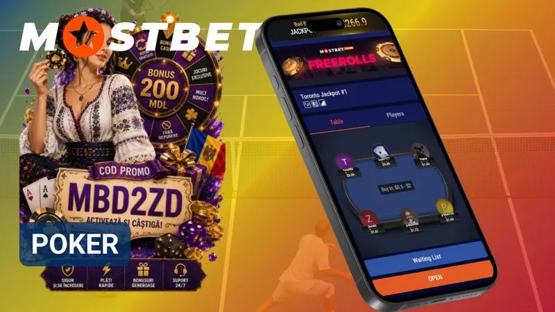 Secțiunea de poker MostBet cu mese și formate de joc disponibile online.