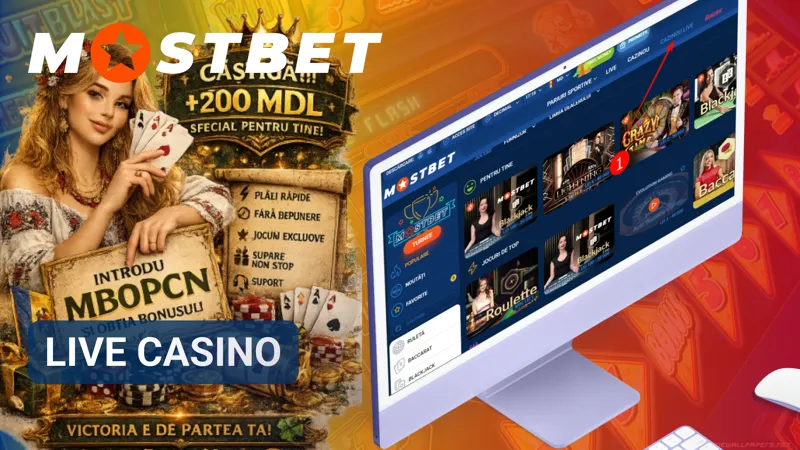 Live Casino MostBet cu dealeri reali și jocuri transmise în timp real.
