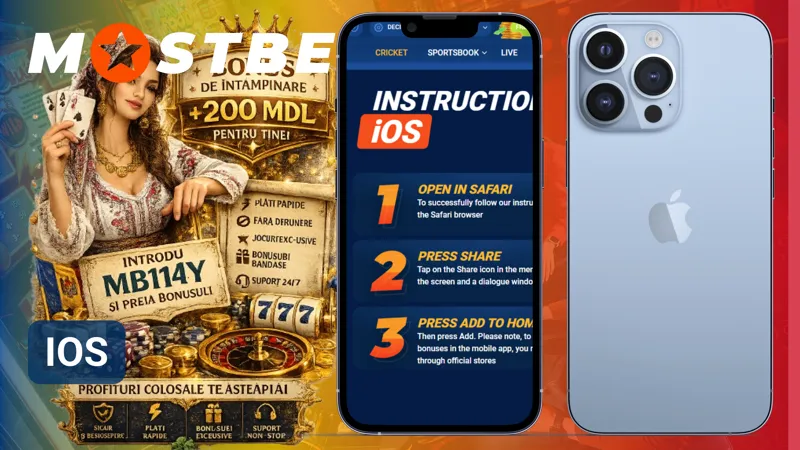 Aplicația MostBet pentru iOS optimizată pentru utilizarea pe dispozitive Apple.