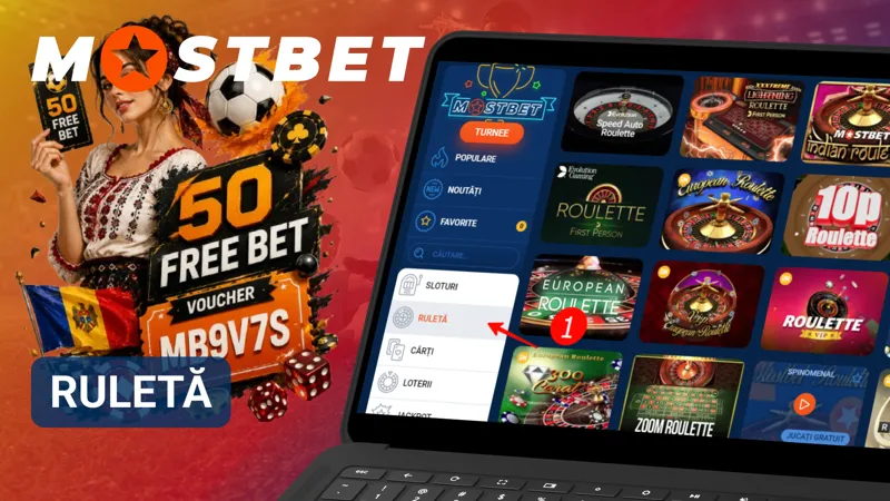 Jocurile de ruletă MostBet disponibile în versiuni clasice și interactive.