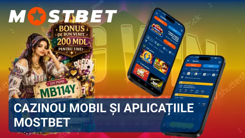 Aplicațiile mobile MostBet și versiunea mobilă pentru acces la cazinou de pe smartphone.