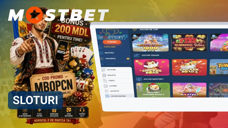 Sloturile MostBet cu teme variate și funcții speciale pentru joc online.