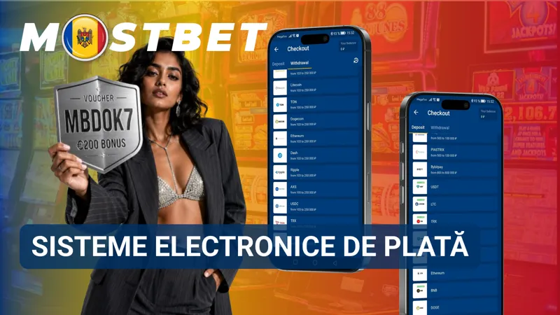 Interfață cu sisteme electronice de plată disponibile pentru transferuri în contul Mostbet.