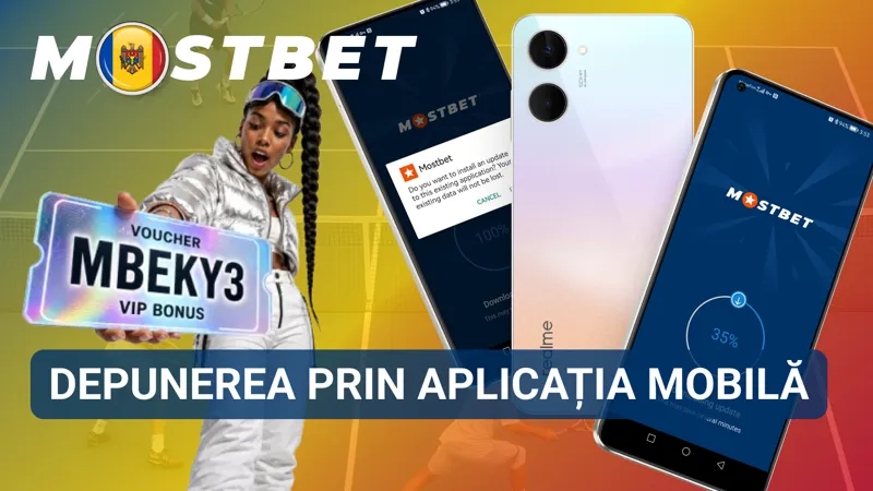 Smartphone cu aplicația Mostbet deschisă pe pagina de depunere și selectarea unei metode de plată.