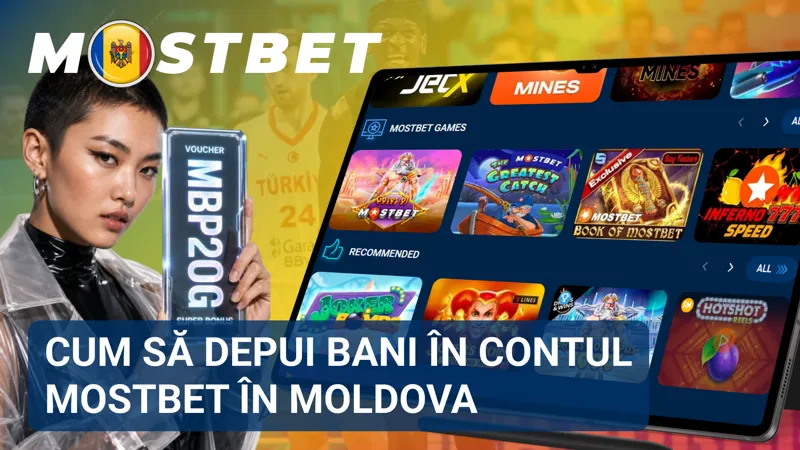 Formularul de depunere Mostbet afișează suma, moneda și metoda de plată selectată pentru alimentarea contului.