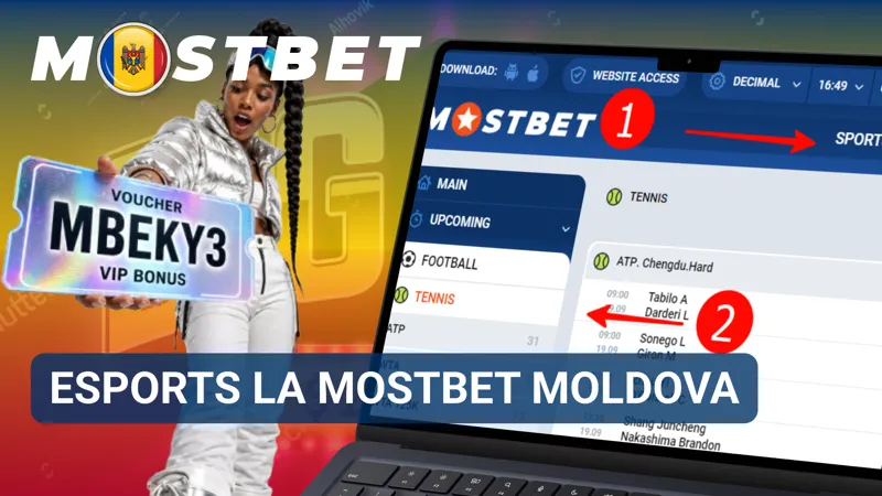 Ecranul secțiunii esports MostBet Moldova cu meciuri digitale și cote afișate pentru competițiile active.