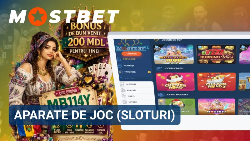 Selecția de sloturi Mostbet cu teme variate și funcții bonus atractive.