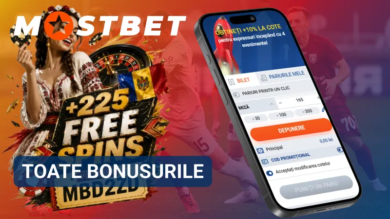 Pagina Mostbet cu lista completă a bonusurilor și ofertelor promoționale disponibile.
