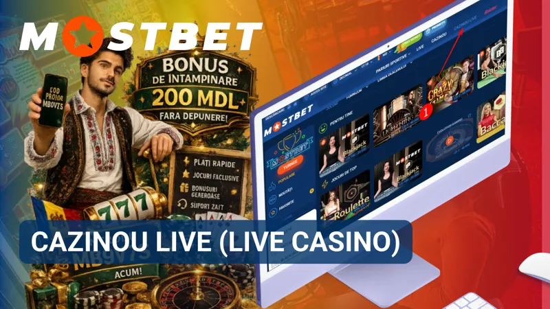 Secțiunea Live Casino Mostbet cu dealeri reali și mese interactive de joc.