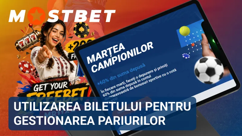 Biletul MostBet utilizat pentru configurarea și gestionarea pariurilor sportive.