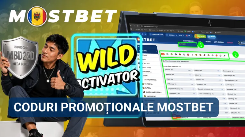 Câmp pentru cod promoțional MostBet afișat alături de ofertele bonus disponibile în cont.