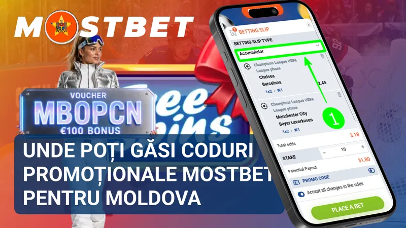 Pagina de promoții MostBet Moldova cu oferte speciale și coduri afișate în zonele dedicate campaniilor.