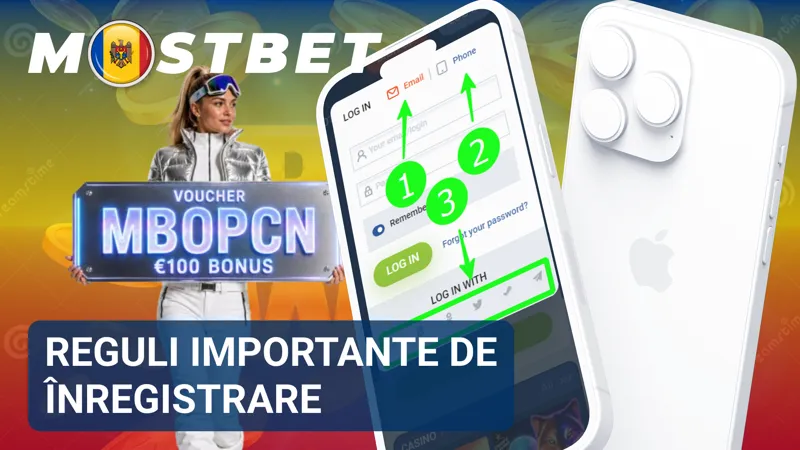 Pagina cu regulile de înregistrare MostBet și informații despre cerințele pentru crearea contului.