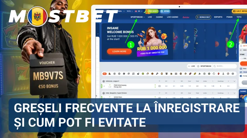 Ecran cu mesaje de eroare la înregistrare și recomandări pentru corectarea datelor introduse.